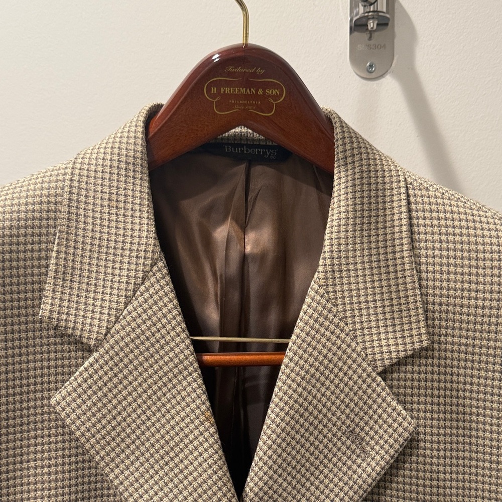 Burberry Men's Checkered Blazer - Tan and Brown
